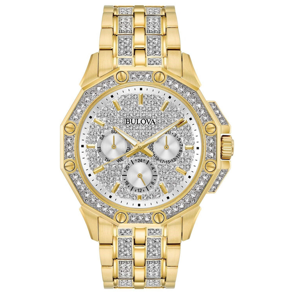 Bulova Men&#39;s 98C126 Crystal Sets of Crystal Gold-Tone Stainless Steel with Sets of Crystal Watch