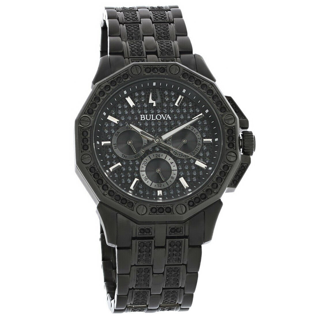 Bulova Men&#39;s 98C134 Octavia  Black Stainless Steel with Sets of Crystal Watch