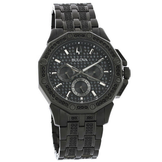 Bulova Men's 98C134 Octavia  Black Stainless Steel with Sets of Crystal Watch