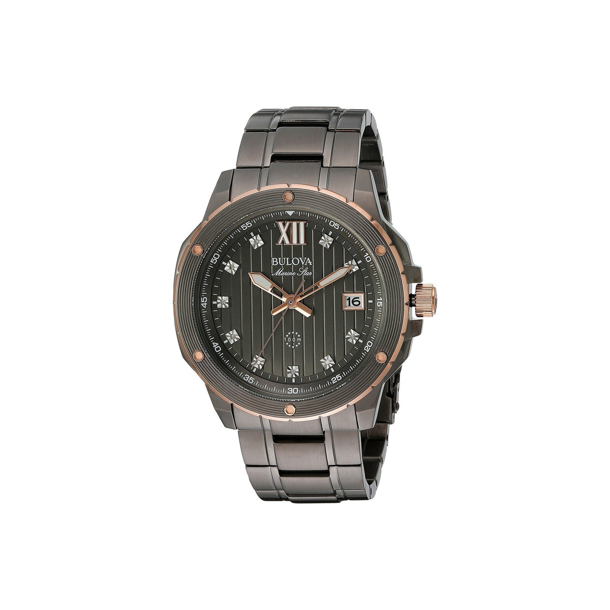 Bulova Men's 98D128 Marine Star Diamond Grey Stainless Steel Watch