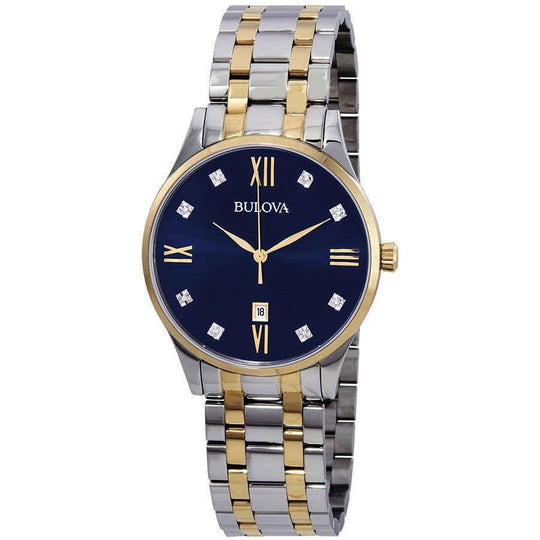 Bulova Men's 98D130 Diamond Collection Gold-Tone Stainless Steel with Sets of Crystal Watch