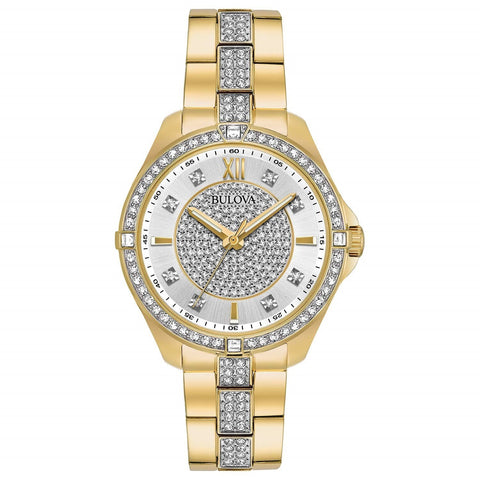 Bulova Women's 98L228 Crystal Sets of Crystal Gold-Tone Stainless Steel with Sets of Crystal Watch