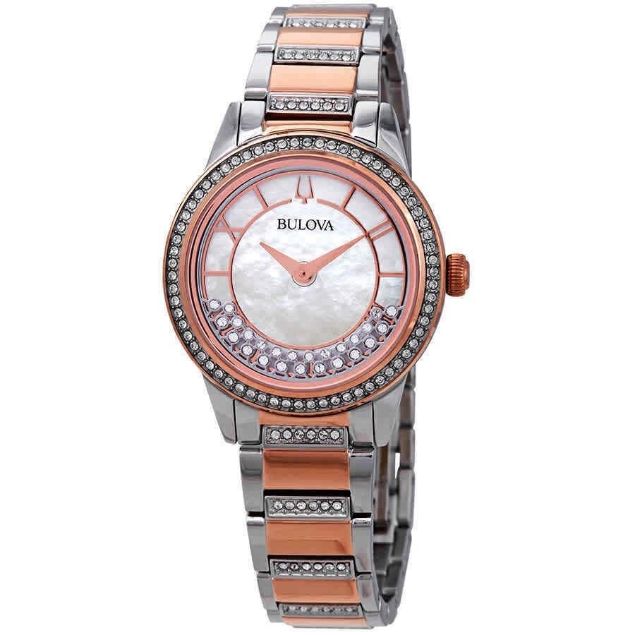 Bulova Women&#39;s 98L246 Turnstyle Crystal Set Two-Tone Stainless Steel with Sets of Crystal Watch