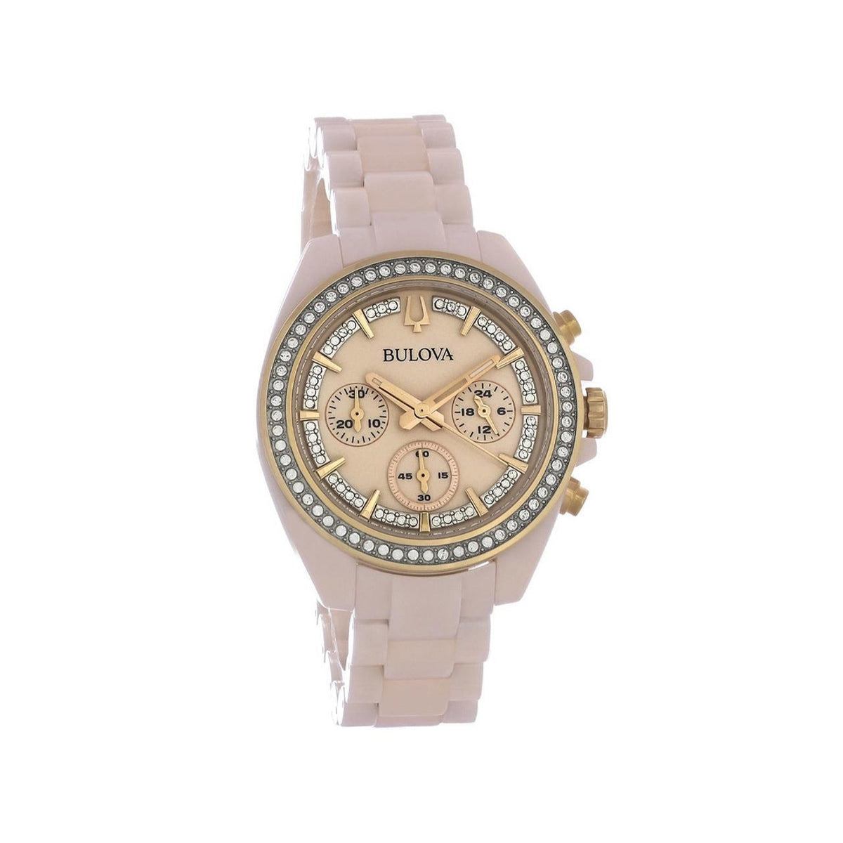 Bulova Women's 98L282 Crystal Chronograph Pink Ceramic Watch