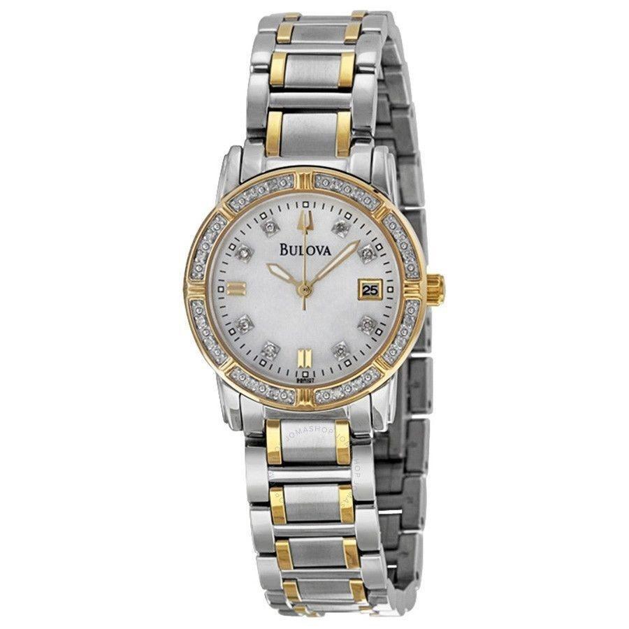 Bulova Women's 98R107 Diamond Collection White Leather Watch