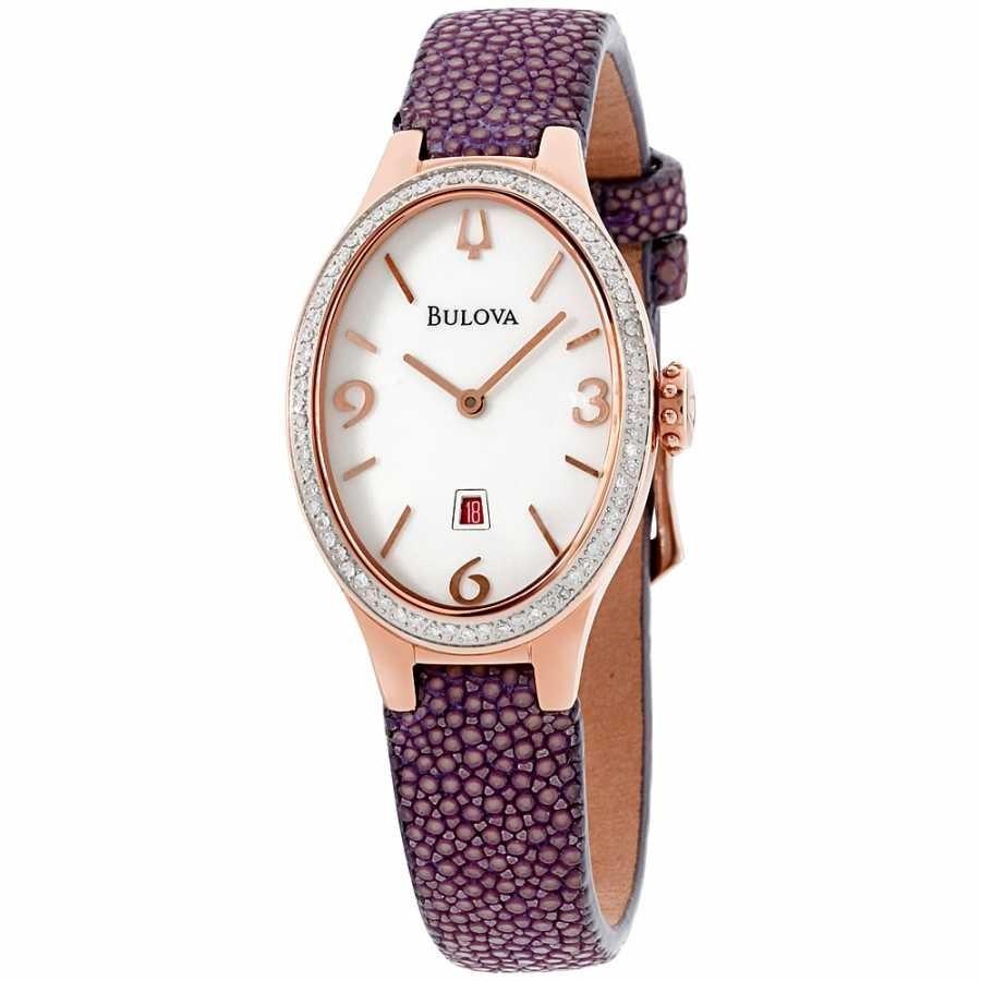 Bulova Women&#39;s 98R198 Purple Leather Watch