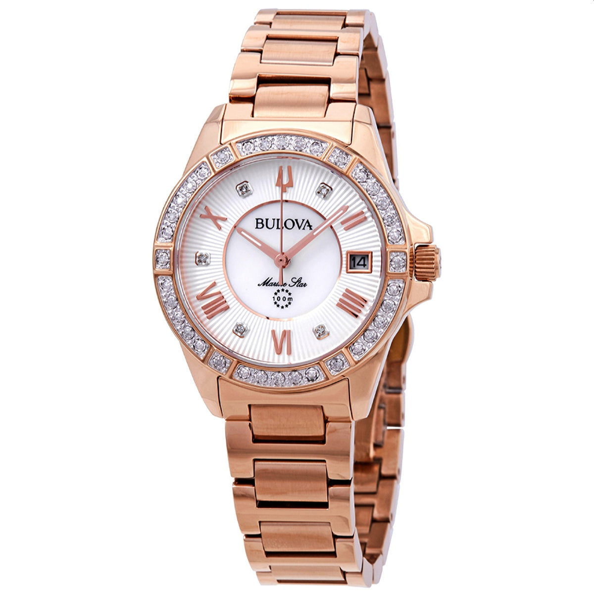 Bulova Women's 98R258 Marine Star Rose-Tone Stainless Steel Watch