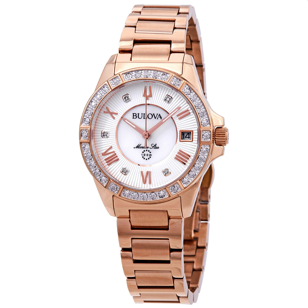 Bulova Women&#39;s 98R258 Marine Star Rose-Tone Stainless Steel Watch