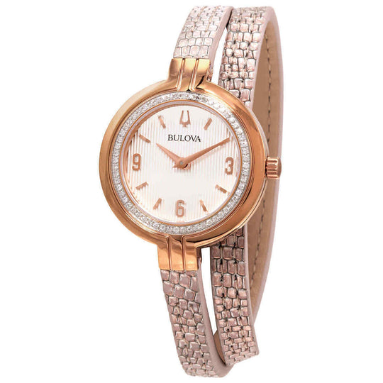 Bulova Women's 98R279 Rose-Tone Leather Watch