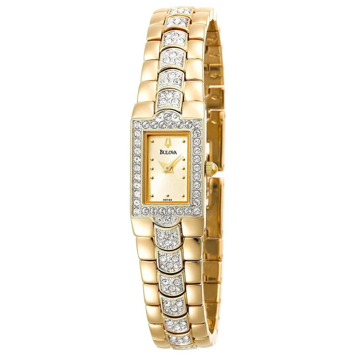 Bulova Women&#39;s 98T89 Crystal Gold-Tone Stainless Steel Watch