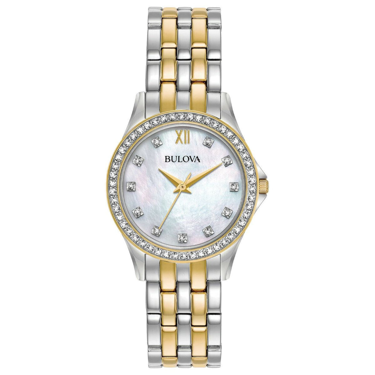 Bulova Women&#39;s 98X113 Crystal Crystal Two-Tone Stainless Steel Watch