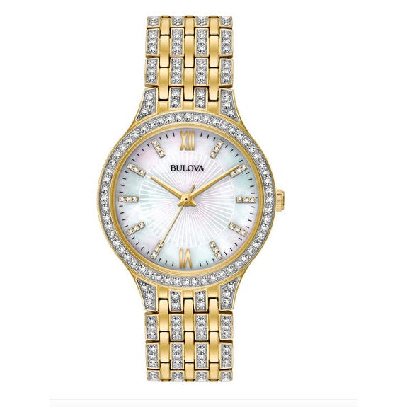 Bulova Women&#39;s 98X124 Swarovski Crystal Crystal  Gold-Tone Stainless Steel Watch