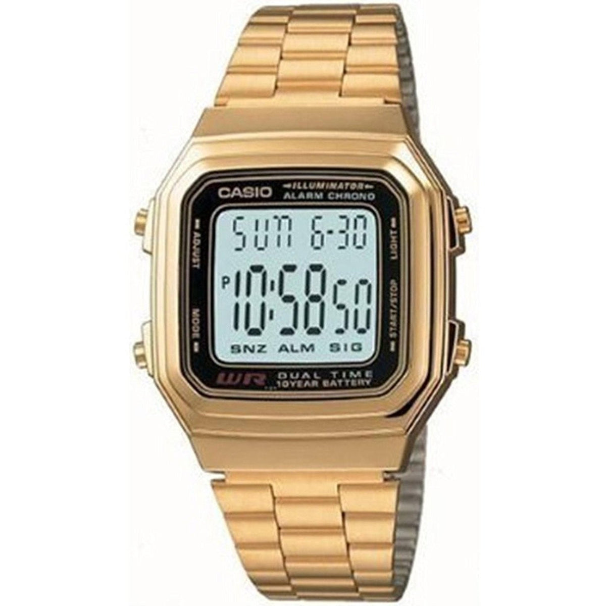 Casio Men&#39;s A-178WGA-1A Digital Gold-Tone Stainless Steel Watch