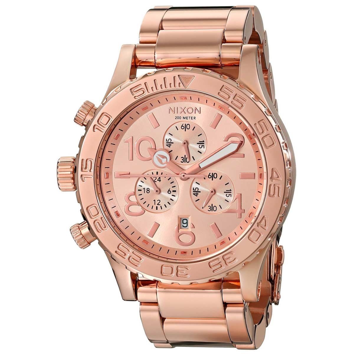 Nixon Men&#39;s A037-897 42-20 Chrono Chronograph Rose-Tone Stainless Steel Watch