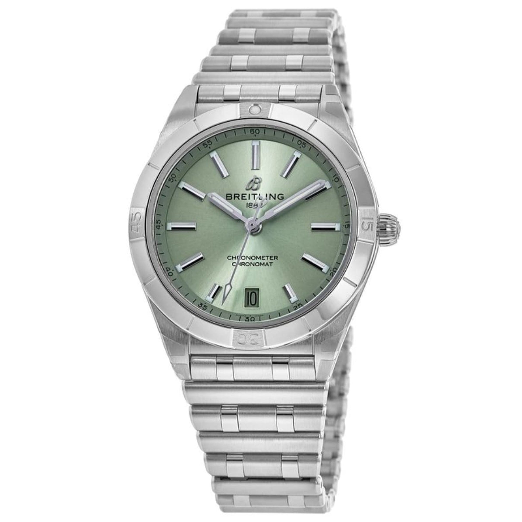 Breitling Chronomat Automatic 36 Green Dial Silver Steel Strap Watch for Women - A10380101L1A1 main image 1