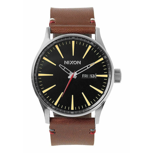 Nixon Men's A105-019 Sentry Brown Leather Watch