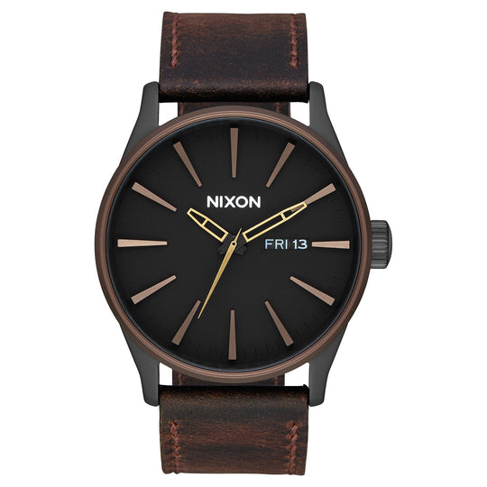 Nixon Men's A105-2786 Sentry Brown Leather Watch