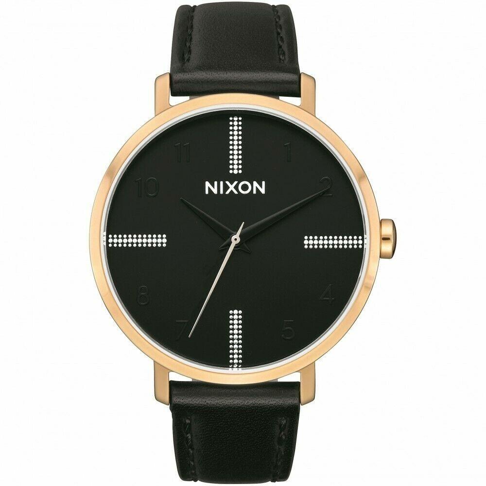 Nixon Women's A1091-2879 Arrow Black Leather Watch Bezali