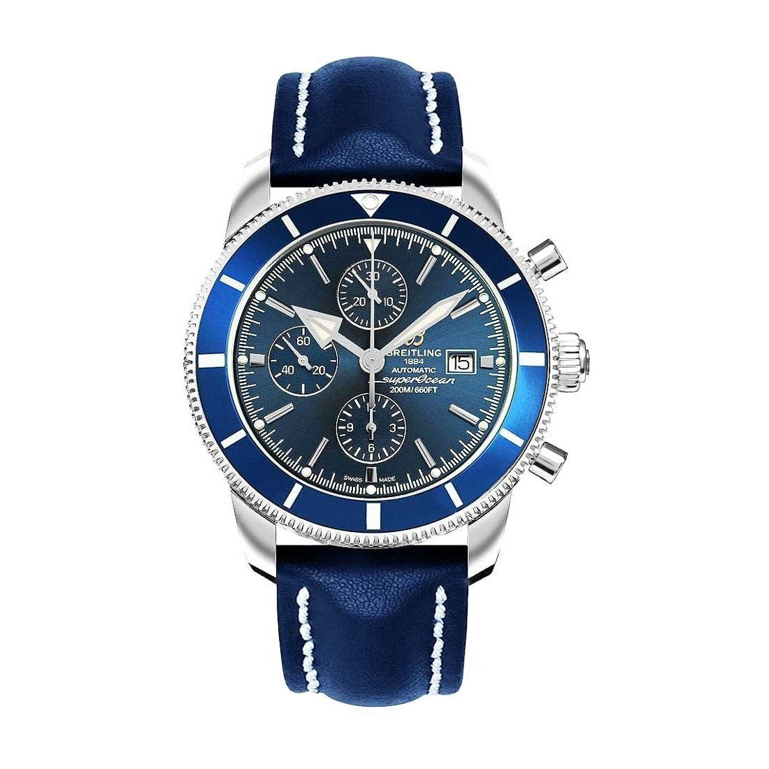 Breitling Men&#39;s A1331216-C963-101X Superocean Heritage II Chronograph Blue Leather Watch