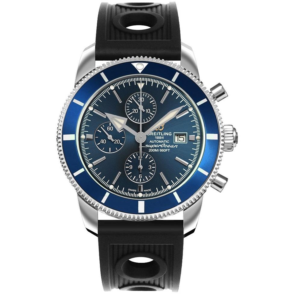 Breitling Men&#39;s A1331216-C963-201S Superocean Heritage II Chronograph Black Rubber Watch