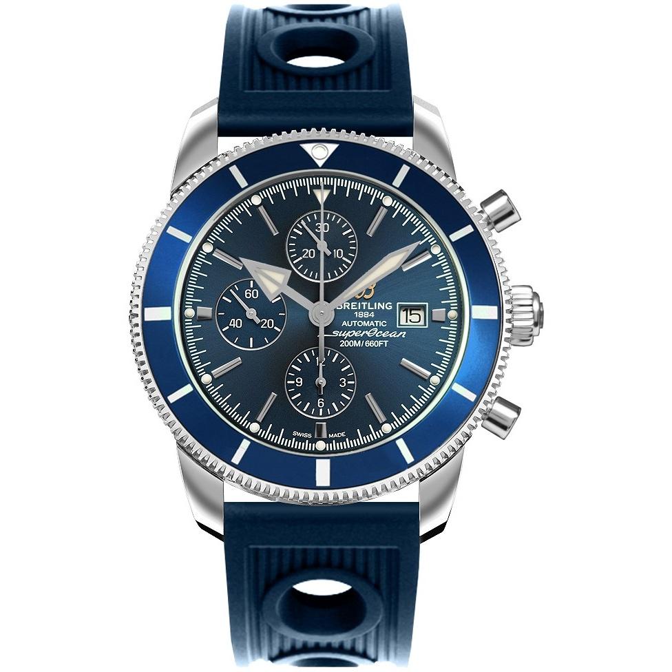 Breitling Men&#39;s A1331216-C963-205S Superocean Heritage II Chronograph Blue Rubber Watch