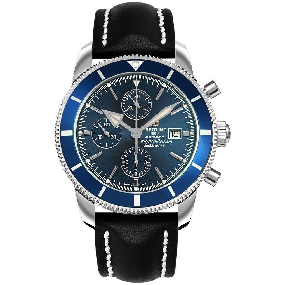 Breitling Men&#39;s A1331216-C963-441X Superocean Heritage II Chronograph Black Leather Watch