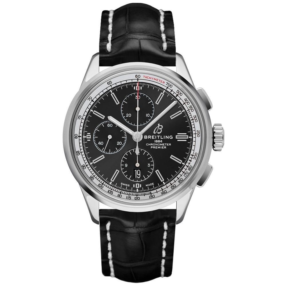 Breitling Men's A1331535-BG97-1018P Premier  Chronograph Black Leather Watch