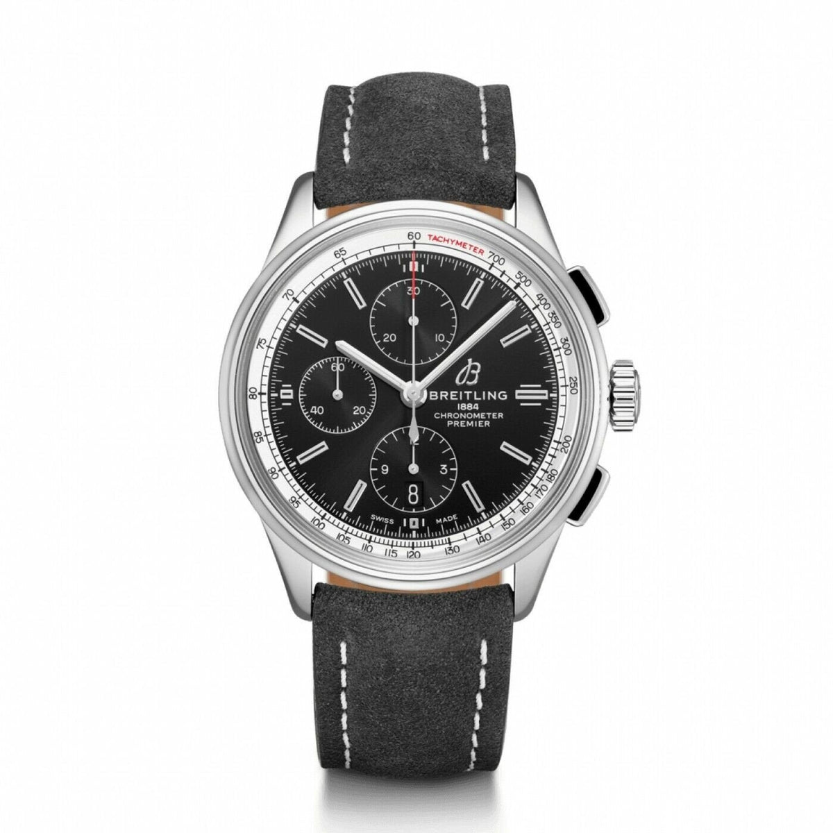 Breitling Men's A13315351B1X2 Premier Chronograph Grey Leather Watch