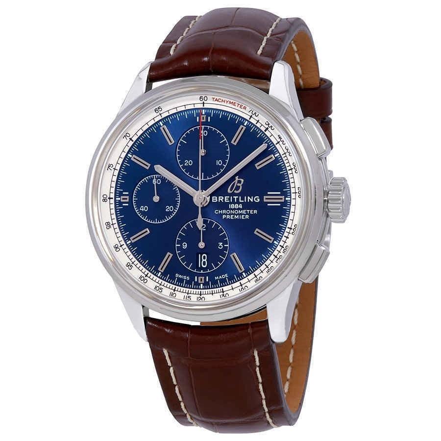 Breitling Men&#39;s A13315351C1P2 Premier Chronograph Brown Leather Watch