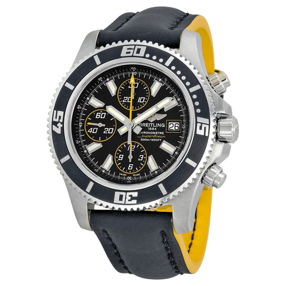 Breitling Men's A1334102-BA82-229X Superocean Chronograph Black Leather Watch