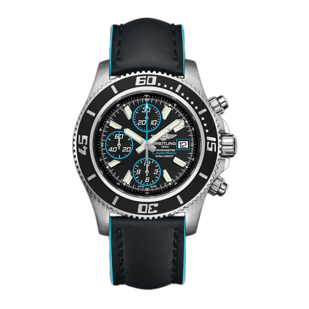 Breitling Men's A1334102-BA83-227X Superocean Chronograph Black Leather Watch