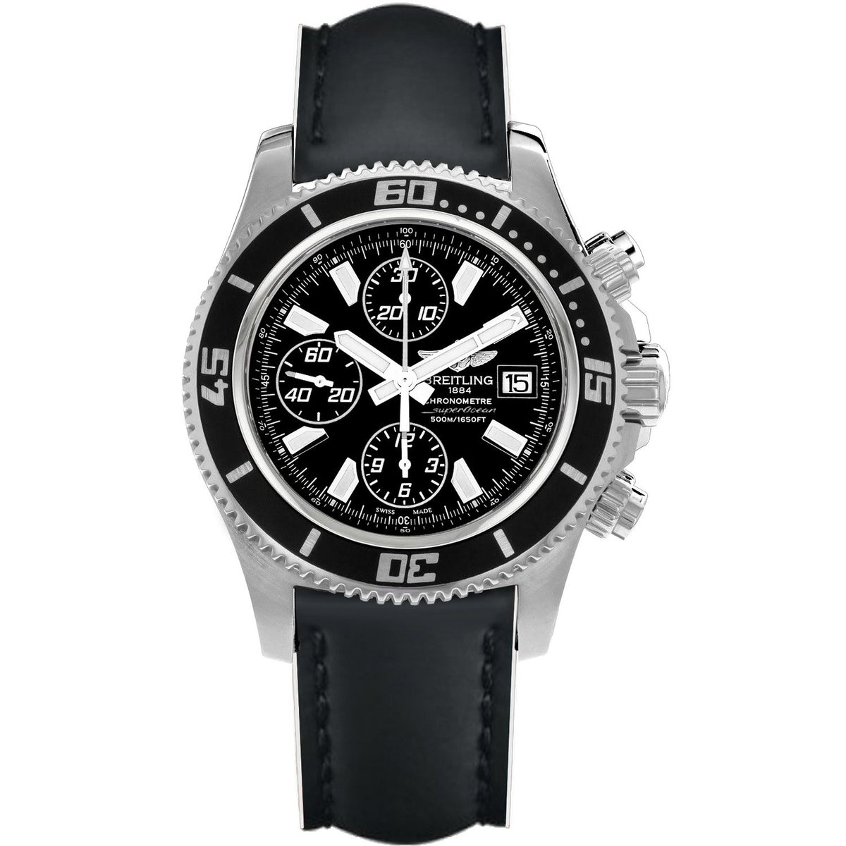 Breitling Men's A1334102-BA84-226X Superocean Chronograph II Chronograph Black Leather Watch