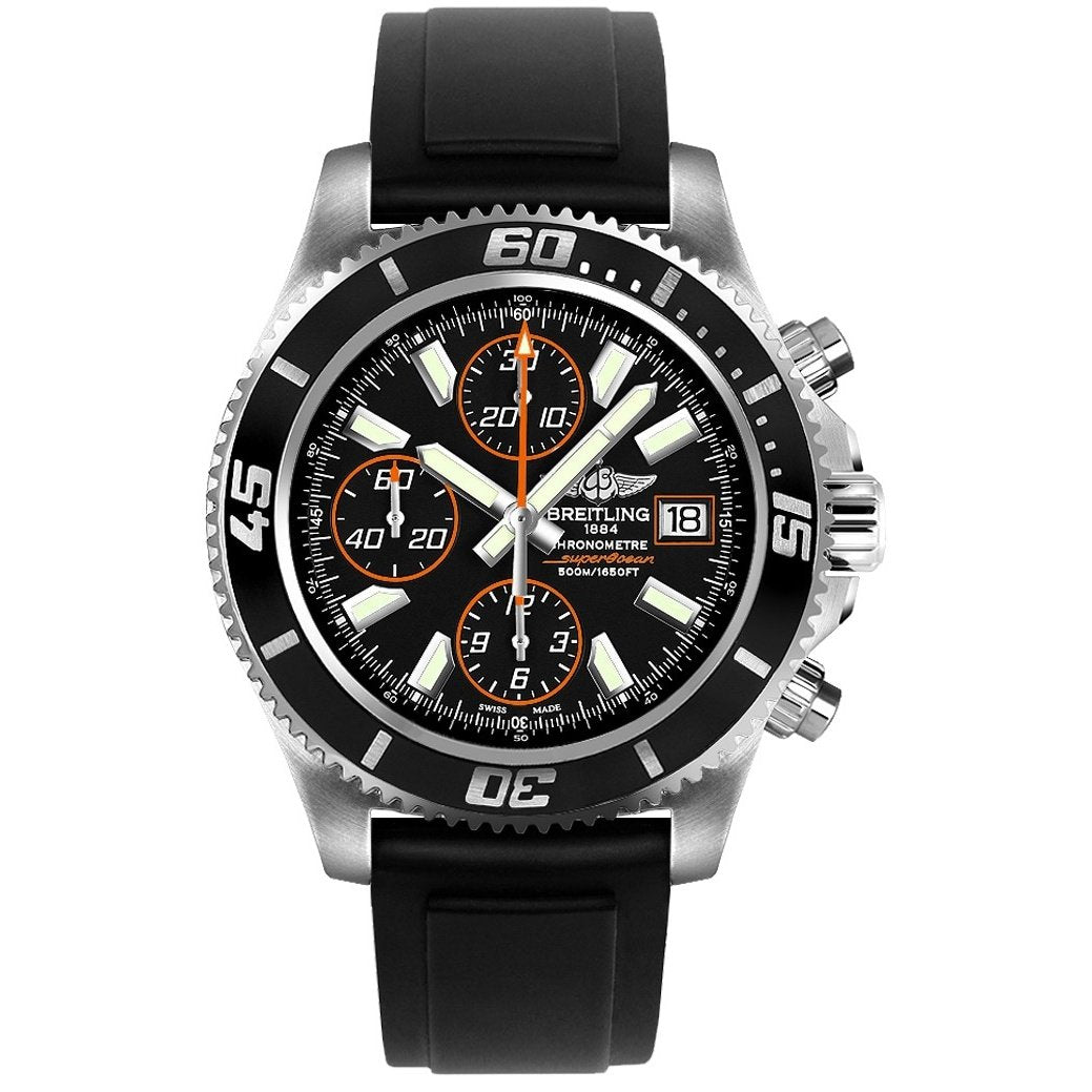 Breitling Men&#39;s A1334102-BA85-131S Superocean II 44 Chronograph Automatic Black Leather Watch