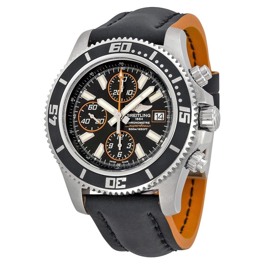 Breitling Men&#39;s A1334102-BA85-230X Superocean II 44 Chronograph Automatic Black Leather Watch