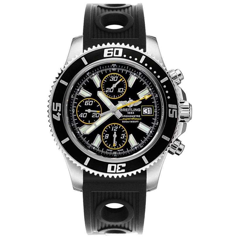 Breitling Men's A13341A8-BA82RU Superocean Chronograph Automatic Black Rubber Watch