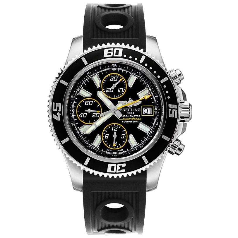 Breitling Men&#39;s A13341A8-BA82RU Superocean Chronograph Automatic Black Rubber Watch