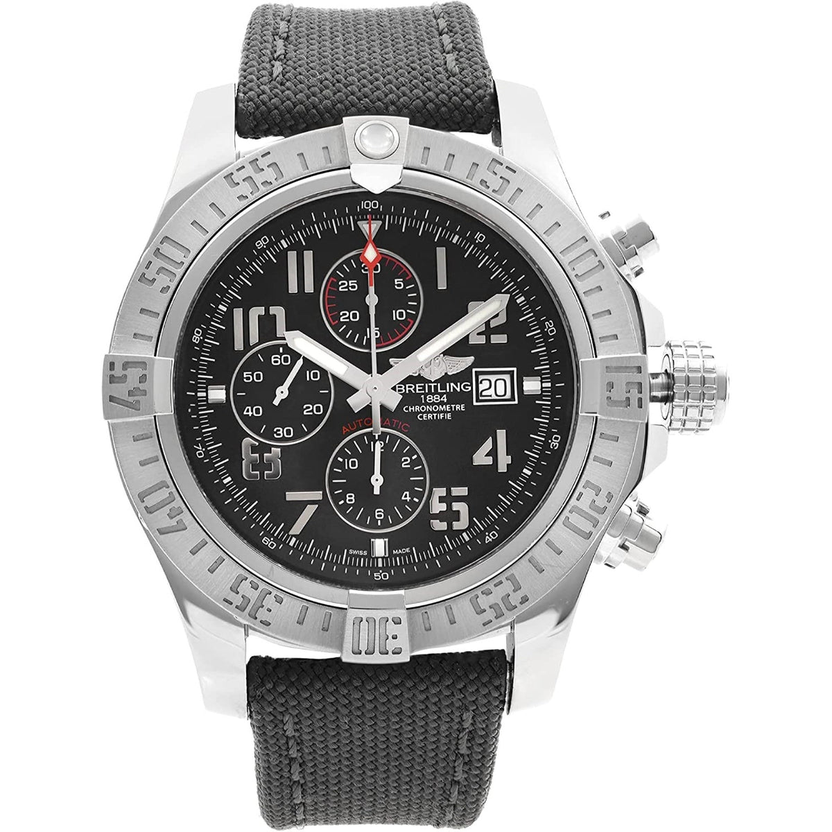 Breitling Men&#39;s A13375101B1X1 Avenger Chronograph Black Leather Watch