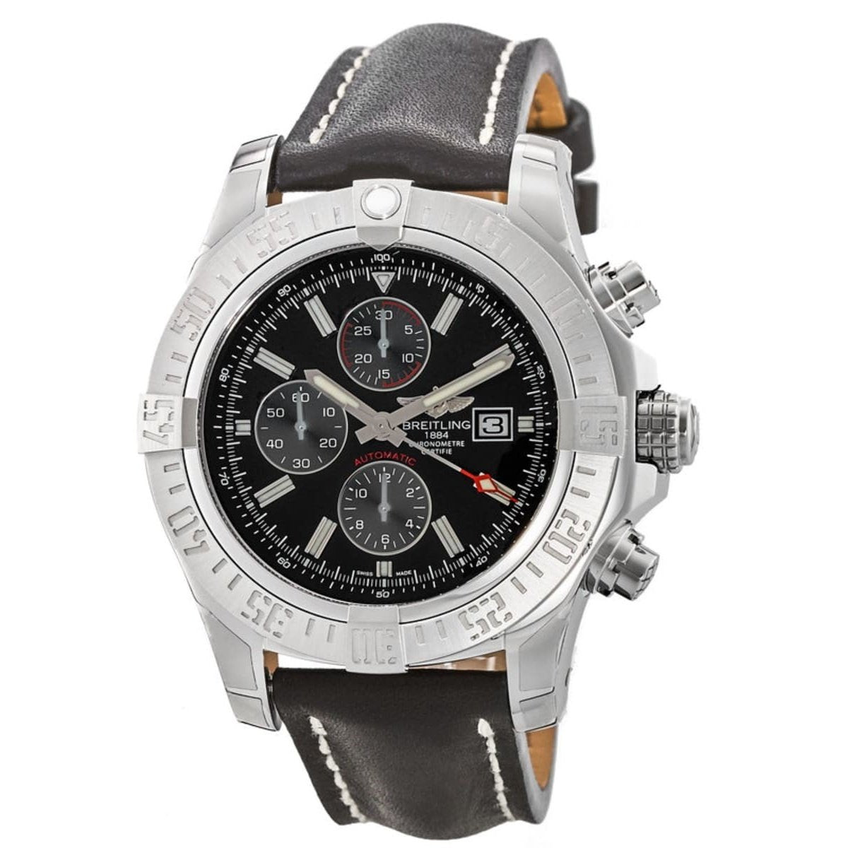 Breitling Men&#39;s A1338111-BC32-435X Avenger II Chronograph Black Leather Watch
