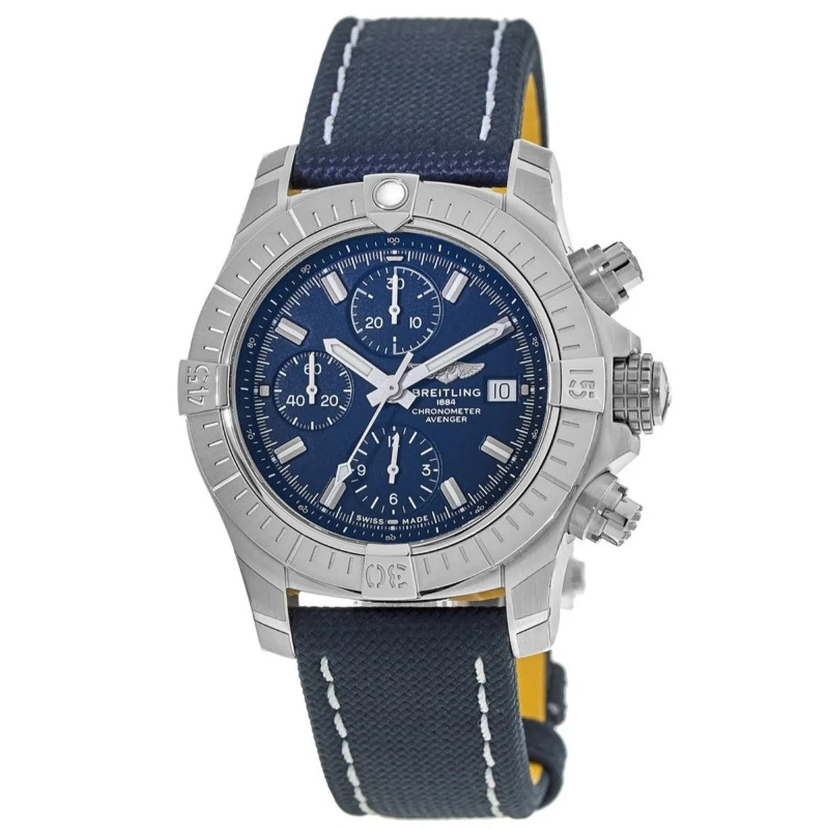 Breitling Men's A13385101C1X2 Avenger Chronograph Chronograph Blue Leather Watch