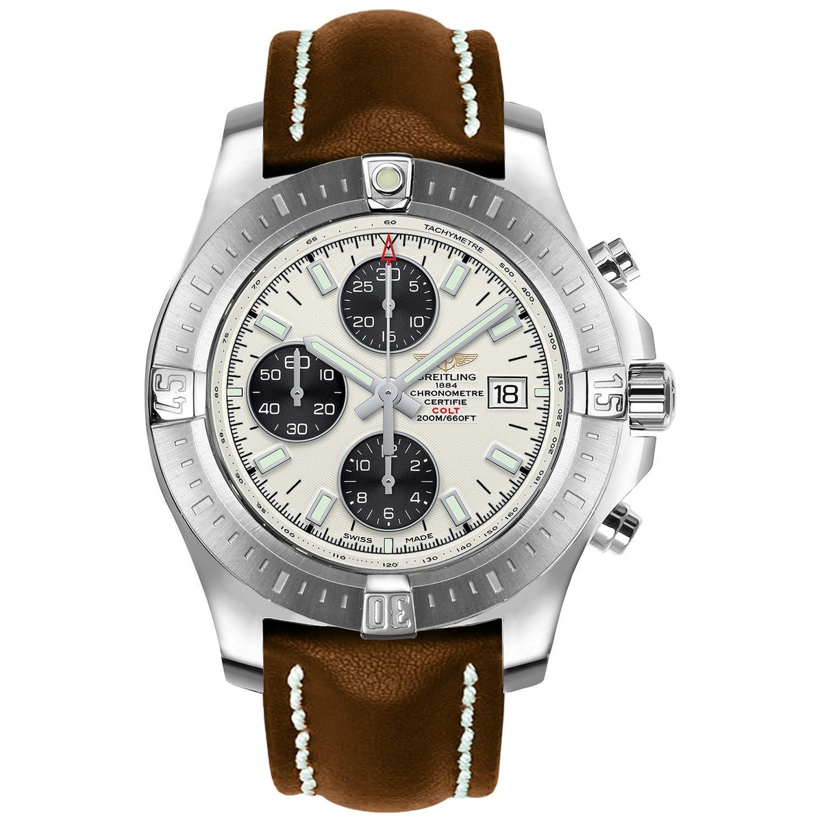 Breitling Men&#39;s A1338811-G804-437X Colt Chronograph Brown Leather Watch