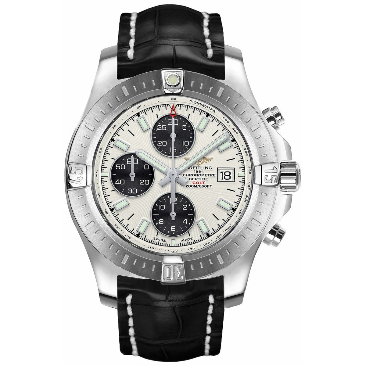 Breitling Men's A1338811-G804-744P Colt Chronograph Black Leather Watch
