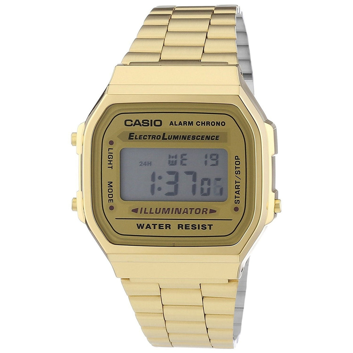 Casio Men&#39;s A168WG-9 Vintage Digital Illuminator Gold-Tone Stainless Steel Watch