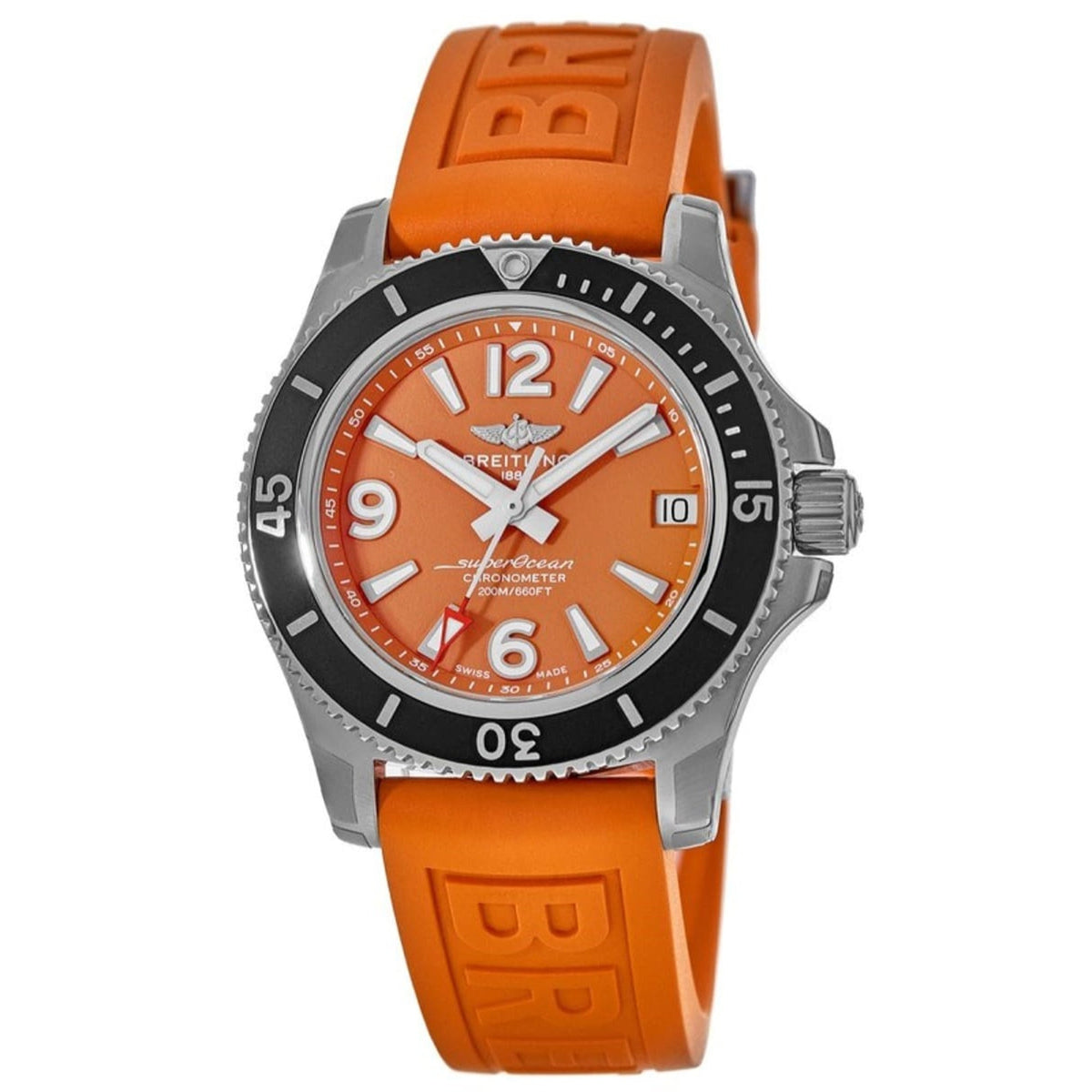 Breitling Women&#39;s A17316D71O1S1 Superocean Orange Rubber Watch