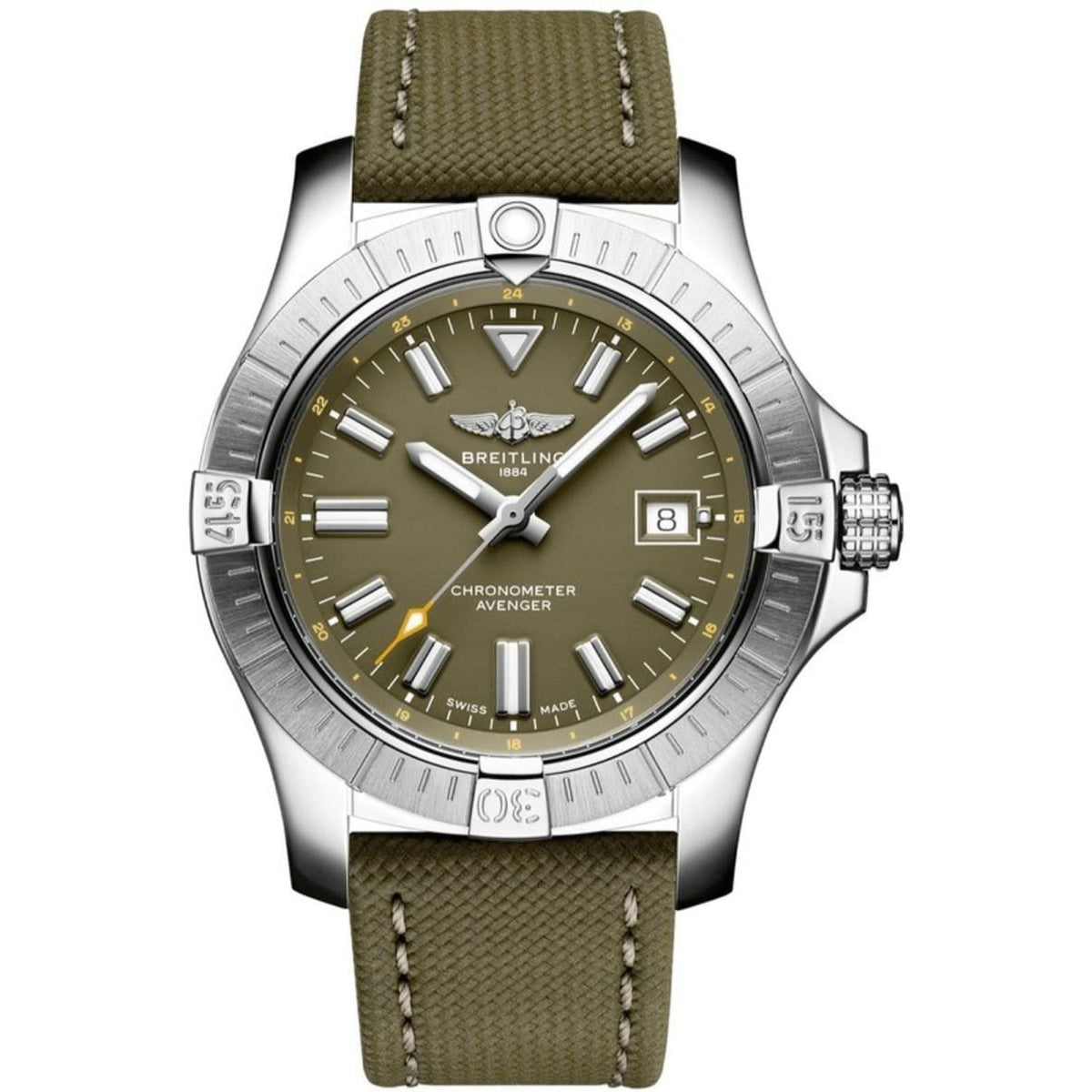 Breitling Men's A17318101L1X1 Avenger 43 Green Leather Watch