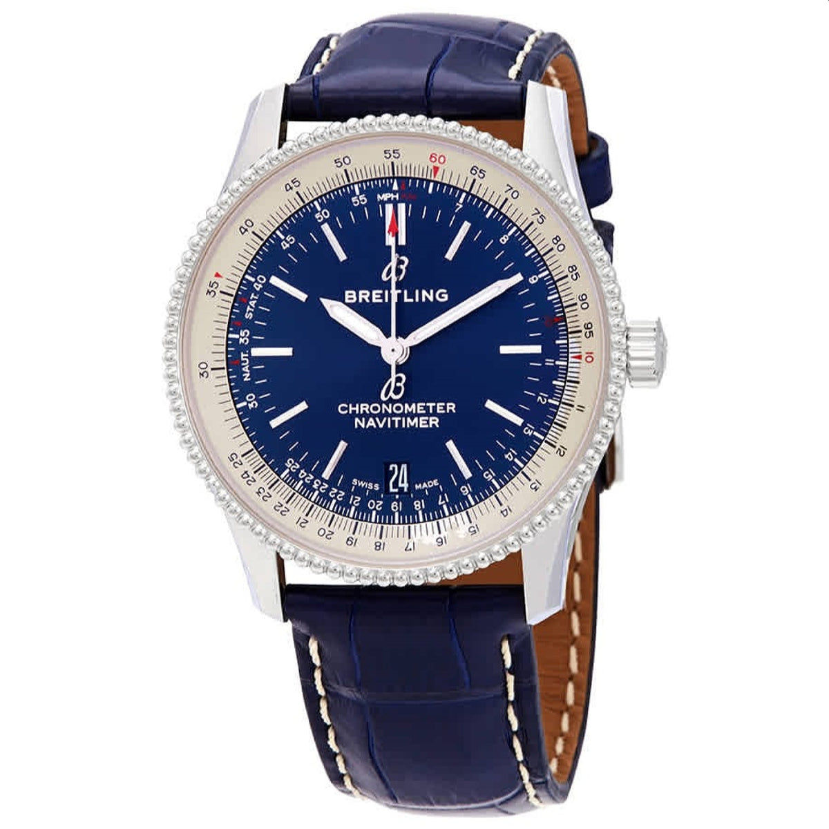 Breitling Men's A17325211C1P1 Navitimer 1 Blue Leather Watch