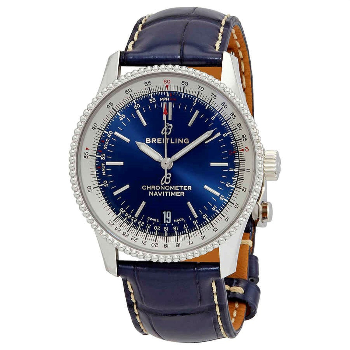 Breitling Men's A17325211C1P3 Navitimer 1 Blue Leather Watch