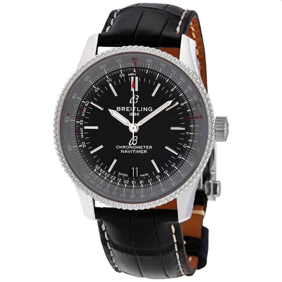 Breitling Men's A17325241B1P2 Navitimer 1 Black Leather Watch