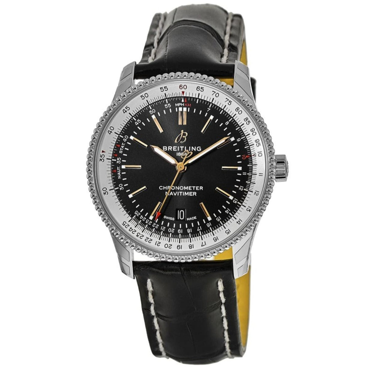 Breitling Men's A17326211B1P1 Navitimer 1 Black Leather Watch