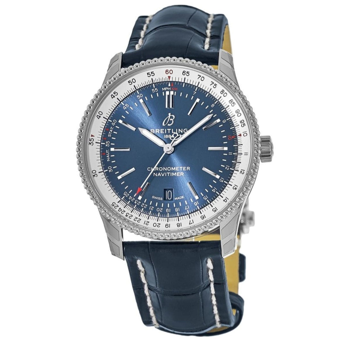 Breitling Men's A17326211C1P4 Navitimer 1 Blue Leather Watch