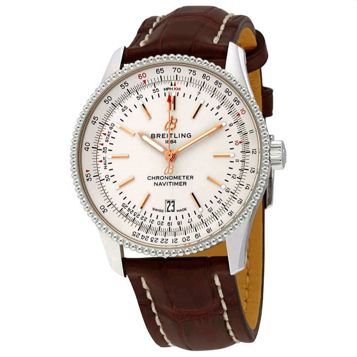 Breitling Men's A17326211G1P1 Navitimer 1 Brown Leather Watch